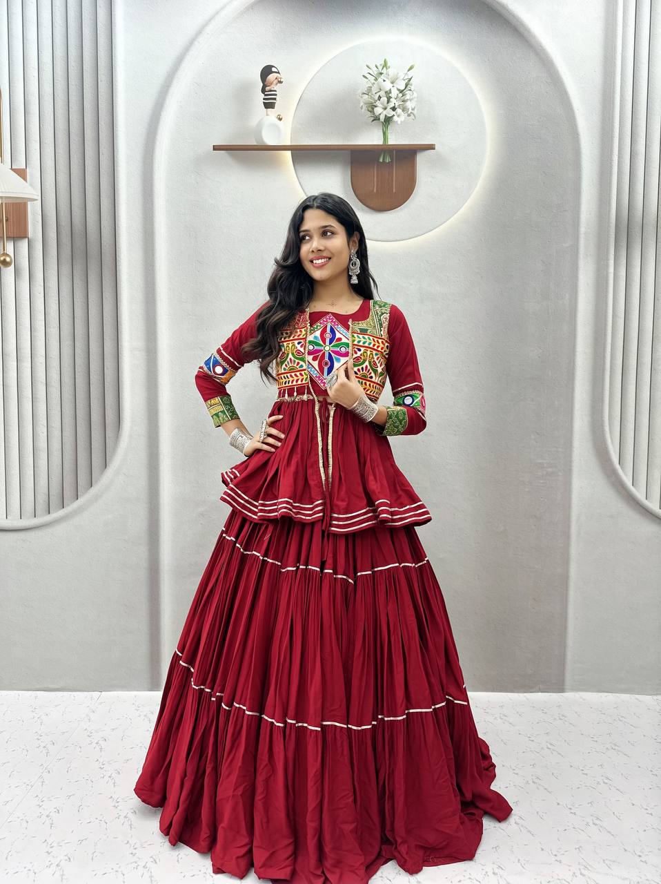 Navratri Special Gamthi Work Lehenga Choli for Garba