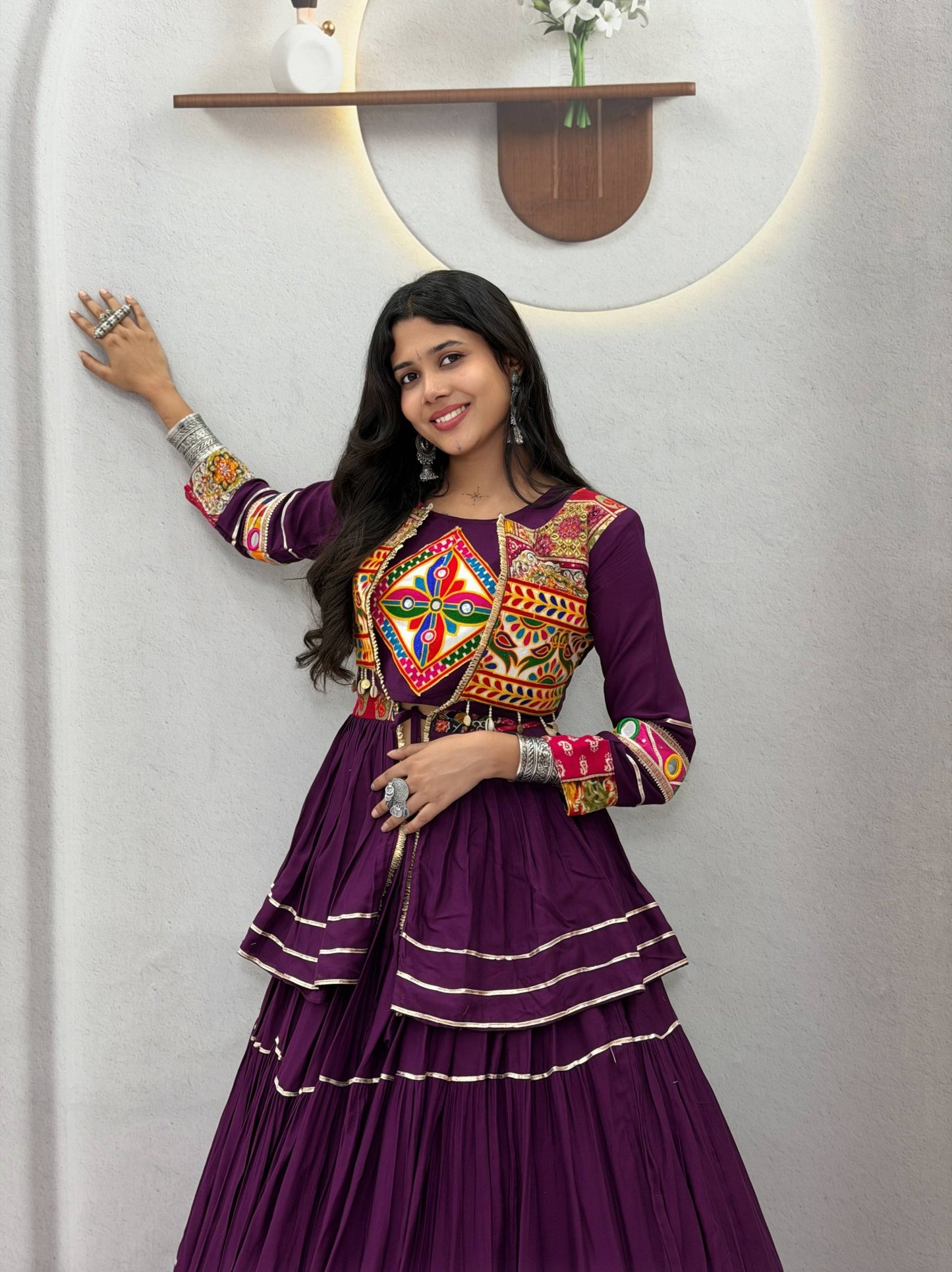 Navratri Special Gamthi Work Lehenga Choli for Garba
