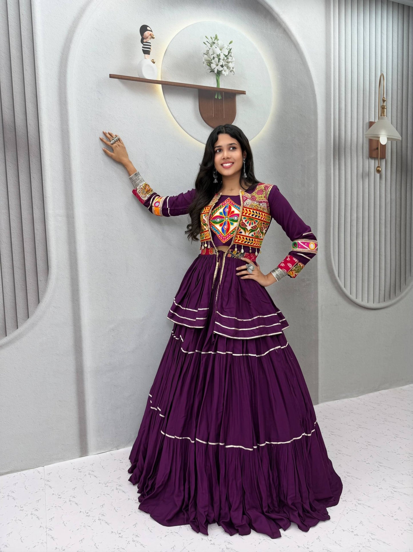 Navratri Special Gamthi Work Lehenga Choli for Garba