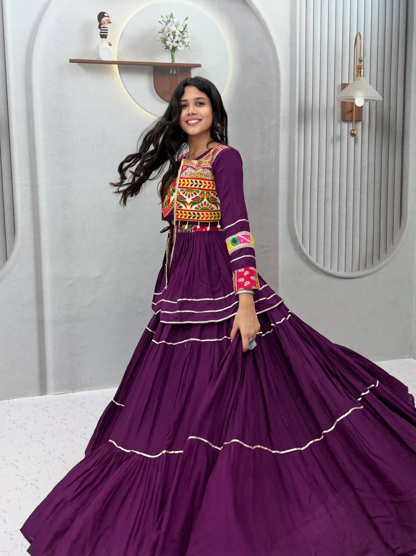 Navratri Special Gamthi Work Lehenga Choli for Garba