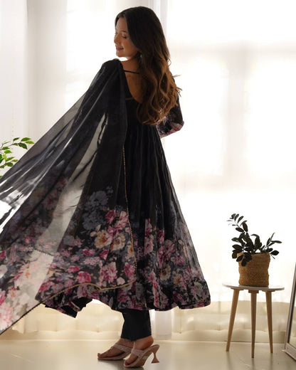 Pure Organza Silk Floral Anarkali Suit for Women