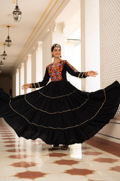 Navratri Special Fully Flared Lehenga Choli for Garba with Kutchi Work