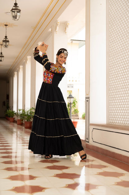 Navratri Special Fully Flared Lehenga Choli for Garba with Kutchi Work