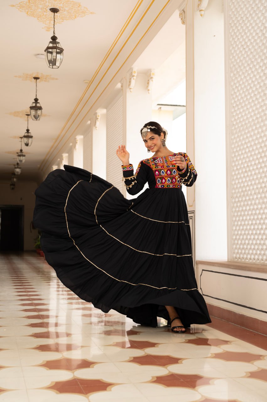 Navratri Special Fully Flared Lehenga Choli for Garba with Kutchi Work
