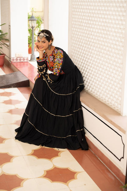 Navratri Special Fully Flared Lehenga Choli for Garba with Kutchi Work