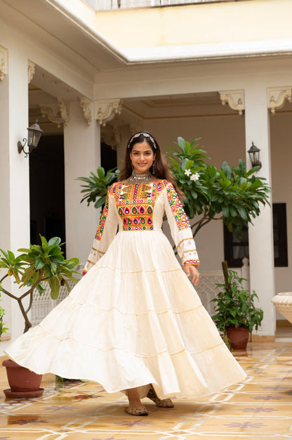 Navratri Special Fully Flared Lehenga Choli for Garba with Kutchi Work