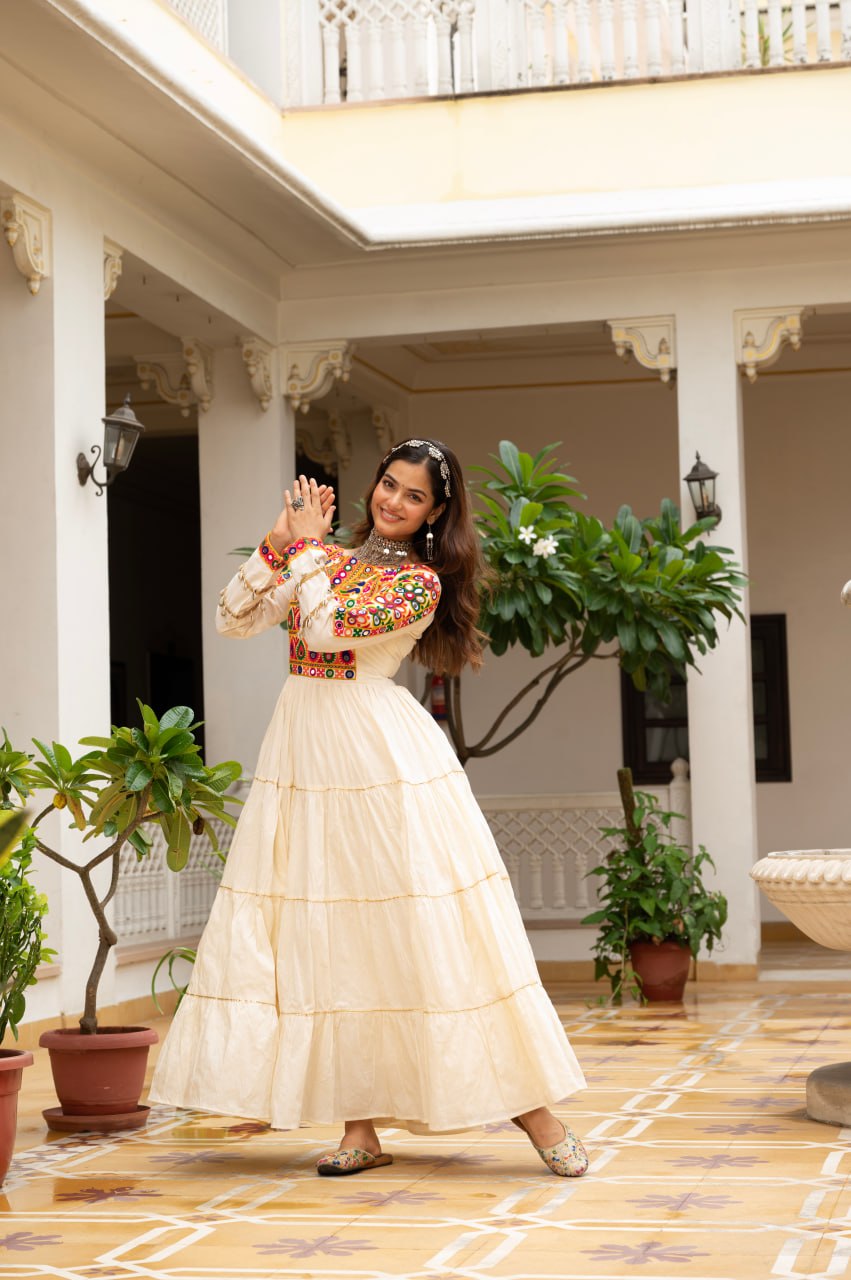 Navratri Special Fully Flared Lehenga Choli for Garba with Kutchi Work