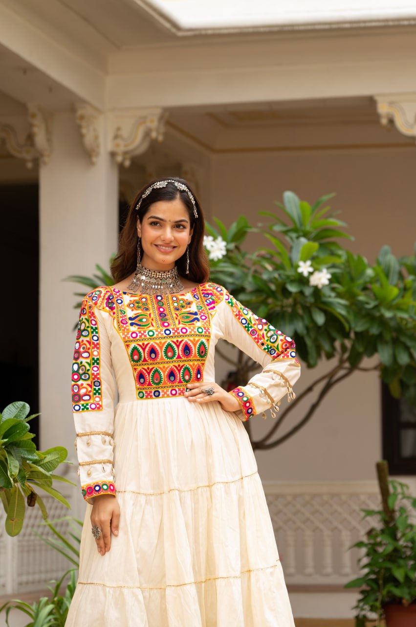 Navratri Special Fully Flared Lehenga Choli for Garba with Kutchi Work