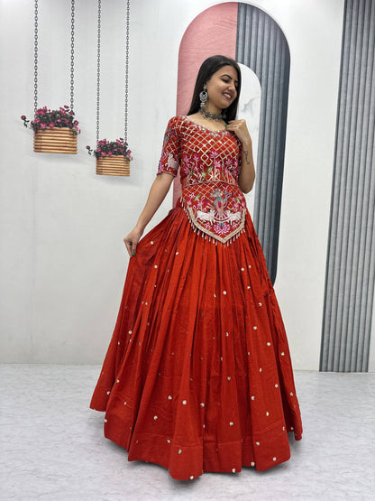 Navratri Special Vichitra Silk Embroidery Chaniya Choli Set