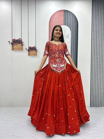 Navratri Special Vichitra Silk Embroidery Chaniya Choli Set
