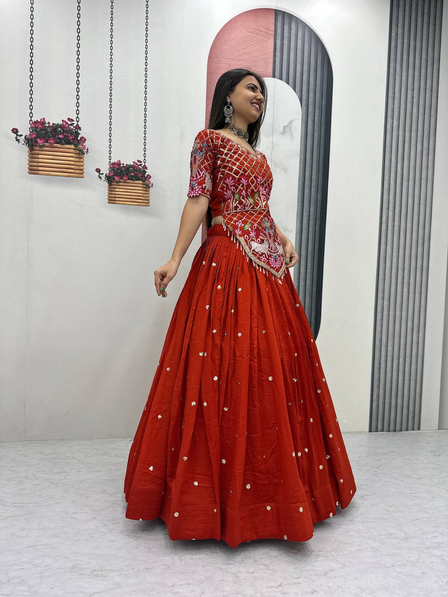 Navratri Special Vichitra Silk Embroidery Chaniya Choli Set