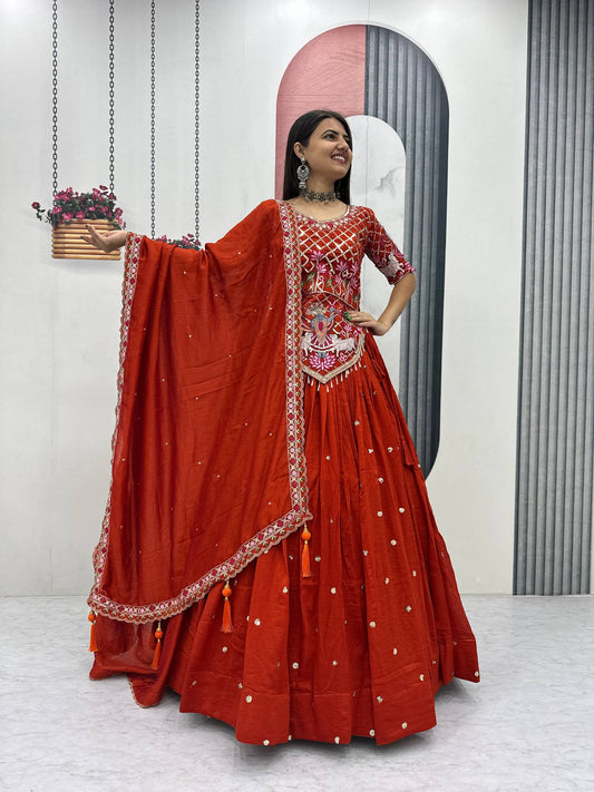 Navratri Special Vichitra Silk Embroidery Chaniya Choli Set