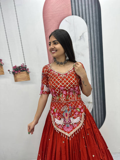 Navratri Special Vichitra Silk Embroidery Chaniya Choli Set