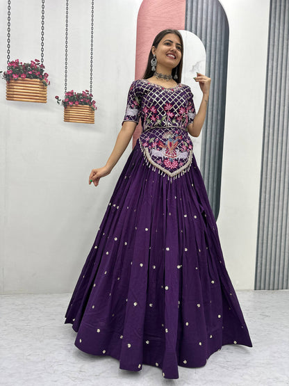 Navratri Special Vichitra Silk Embroidery Chaniya Choli Set