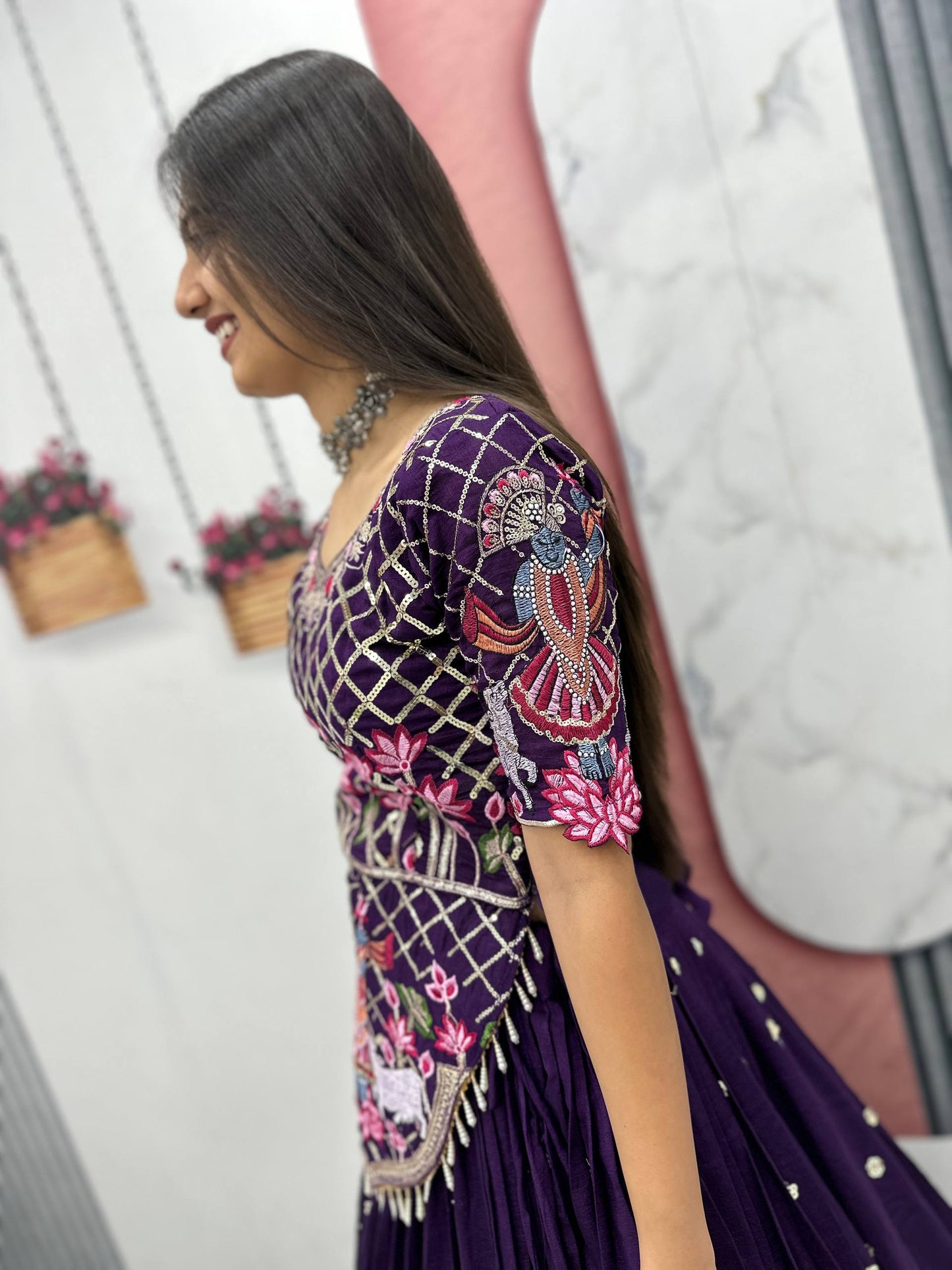 Navratri Special Vichitra Silk Embroidery Chaniya Choli Set