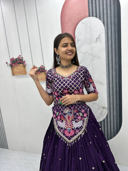 Navratri Special Vichitra Silk Embroidery Chaniya Choli Set