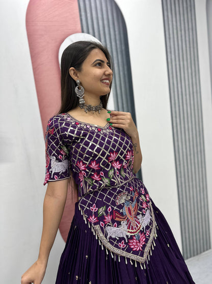 Navratri Special Vichitra Silk Embroidery Chaniya Choli Set