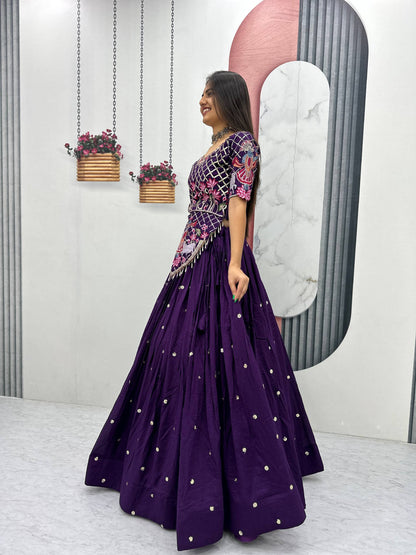 Navratri Special Vichitra Silk Embroidery Chaniya Choli Set