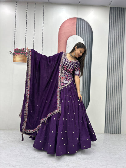 Navratri Special Vichitra Silk Embroidery Chaniya Choli Set