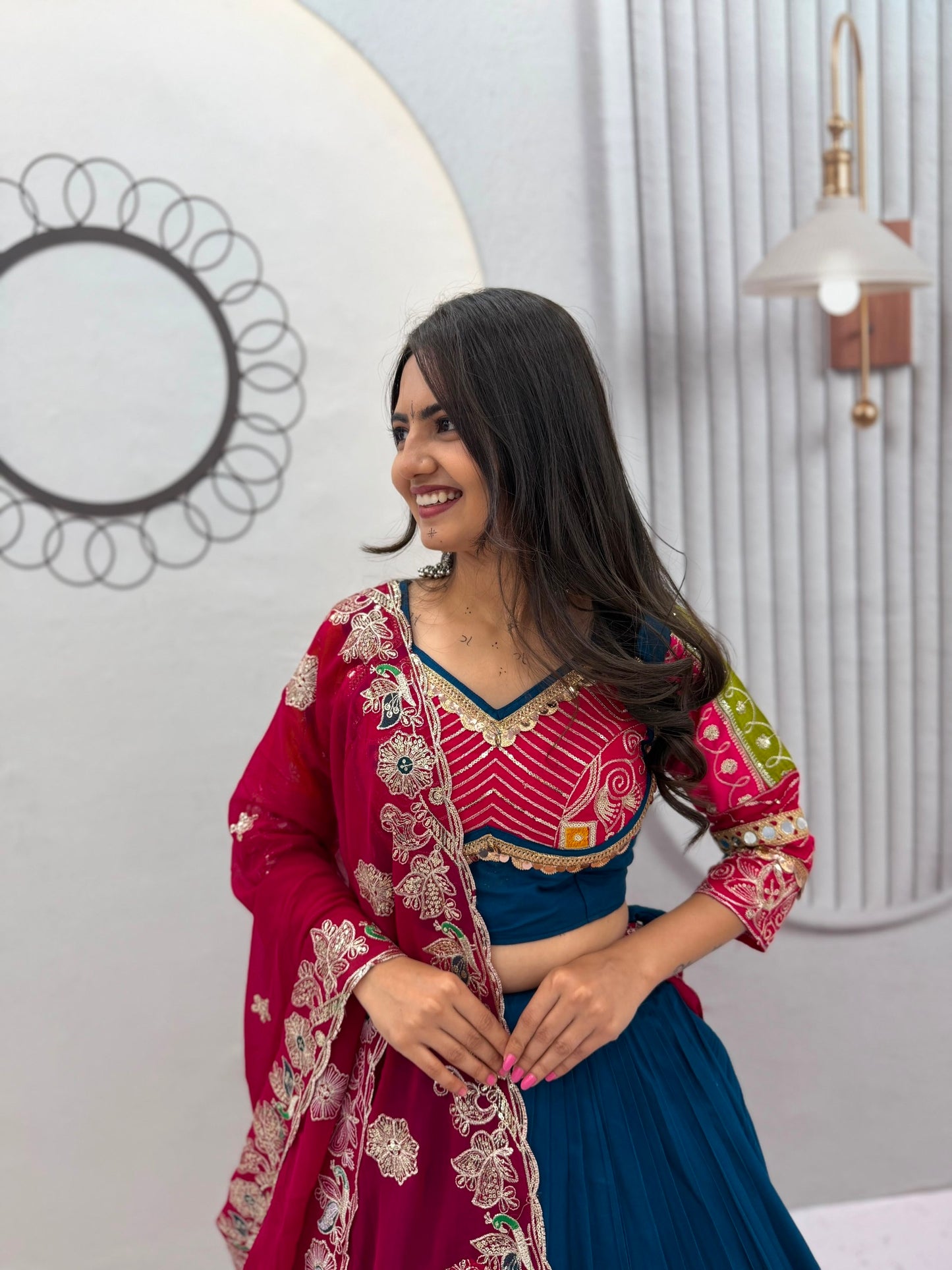 Navratri Special Cotton Lehenga Choli for Garba with 6 Meter Flair