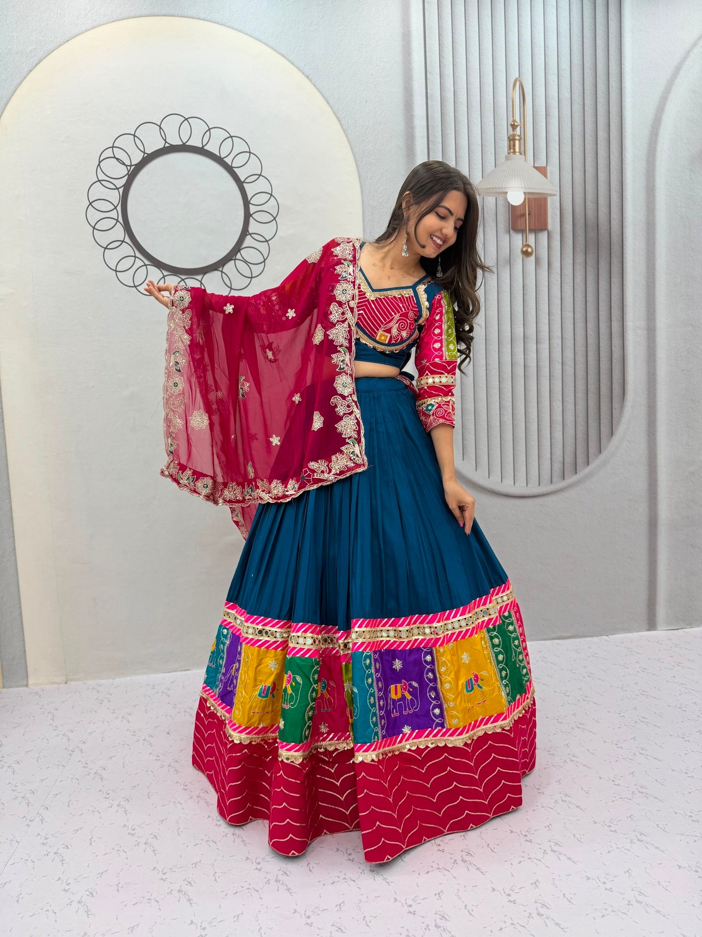 Navratri Special Cotton Lehenga Choli for Garba with 6 Meter Flair