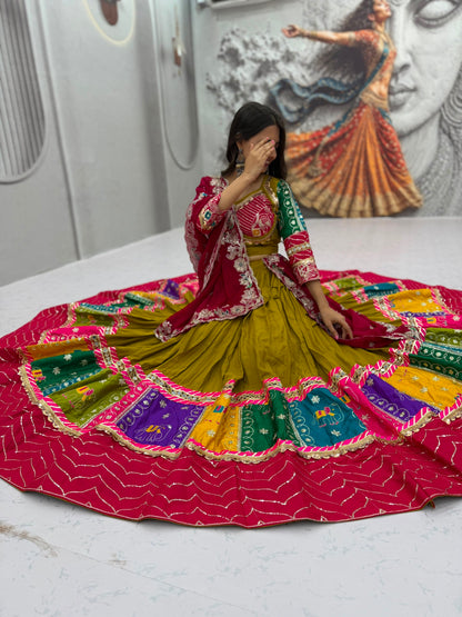 Navratri Special Cotton Lehenga Choli for Garba with 6 Meter Flair