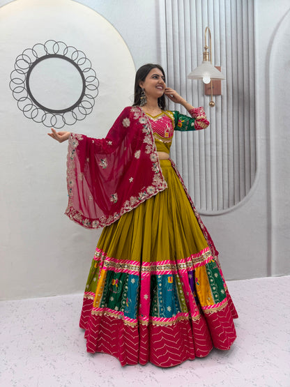 Navratri Special Cotton Lehenga Choli for Garba with 6 Meter Flair