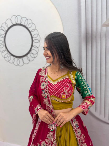Navratri Special Cotton Lehenga Choli for Garba with 6 Meter Flair