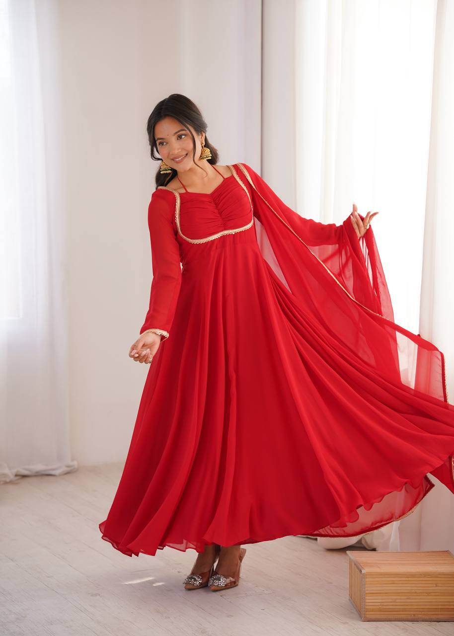 Georgette Anarkali Suit with Dupatta - Party Wear Anarkali Dress