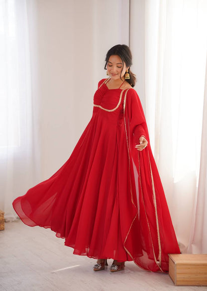 Georgette Anarkali Suit with Dupatta - Party Wear Anarkali Dress