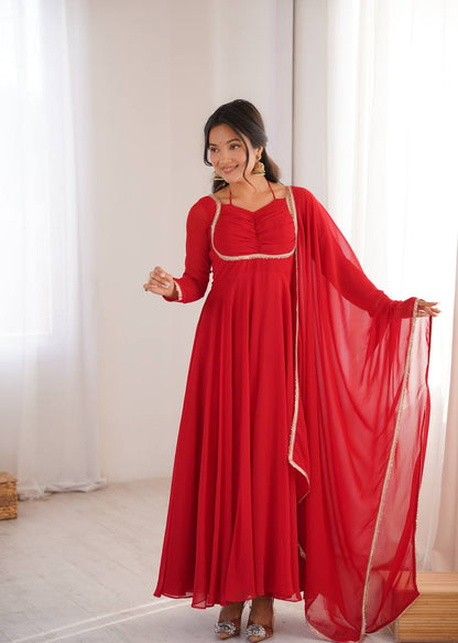 Georgette Anarkali Suit with Dupatta - Party Wear Anarkali Dress