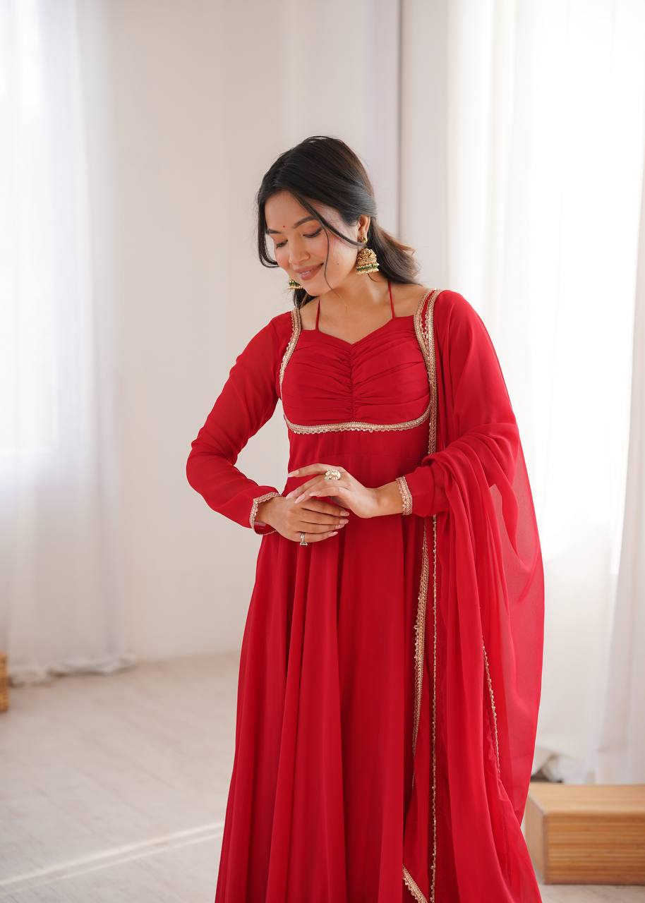 Georgette Anarkali Suit with Dupatta - Party Wear Anarkali Dress