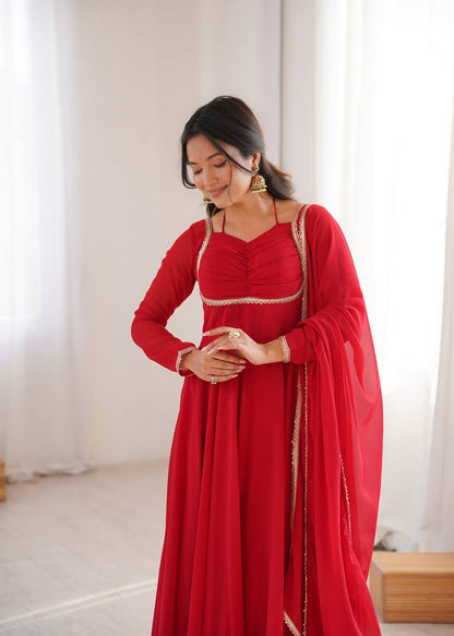 Georgette Anarkali Suit with Dupatta - Party Wear Anarkali Dress