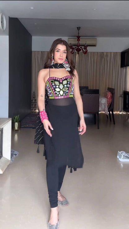 Black Mirror Work Navratri Kurti Set for Women | Garba & Dandiya Special