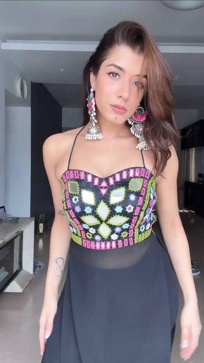 Black Mirror Work Navratri Kurti Set for Women | Garba & Dandiya Special