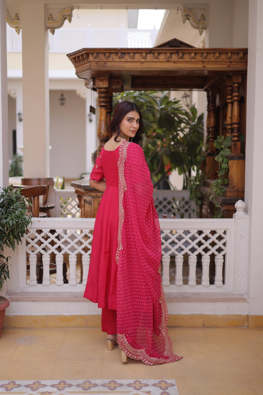 Mul Chanderi Kali Anarkali Suit with Georgette Dupatta