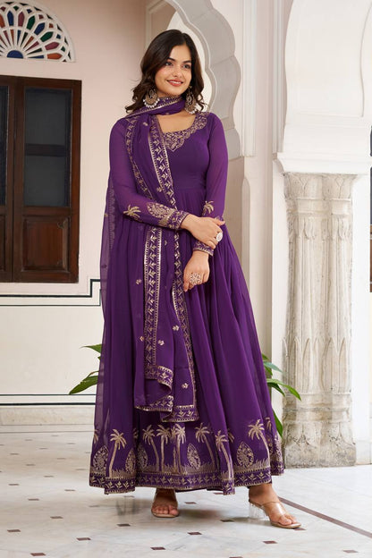 Sequined Faux Georgette Anarkali Suit for Women