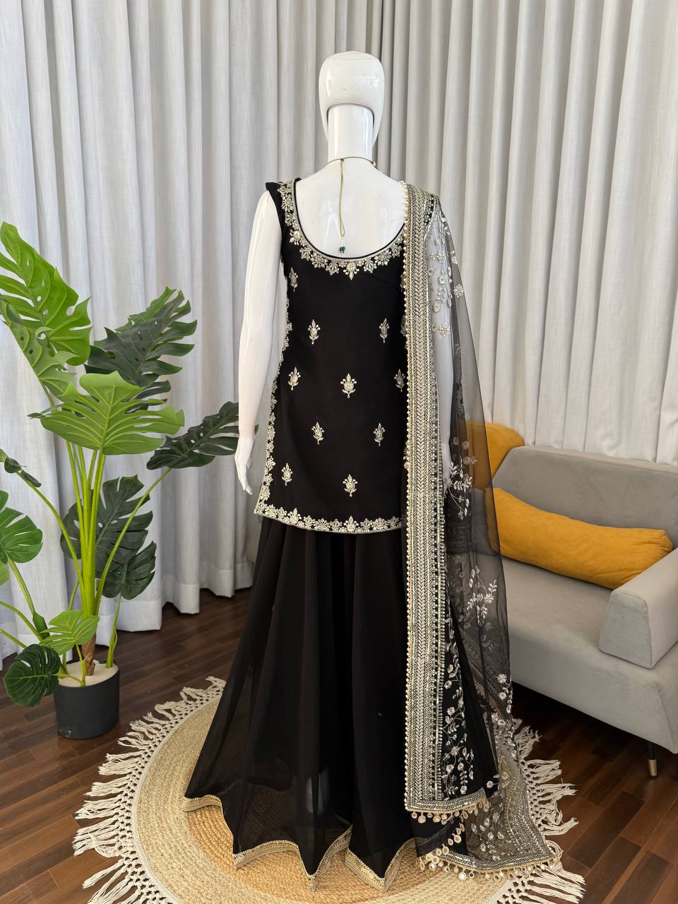 Black Georgette Designer Palazzo Set - Wedding Festive Wear