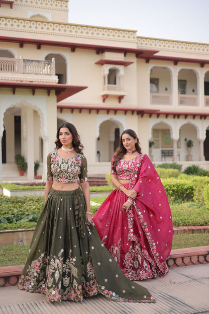 Premium Gold Crush Sequins Embroidered Lehenga Choli Set