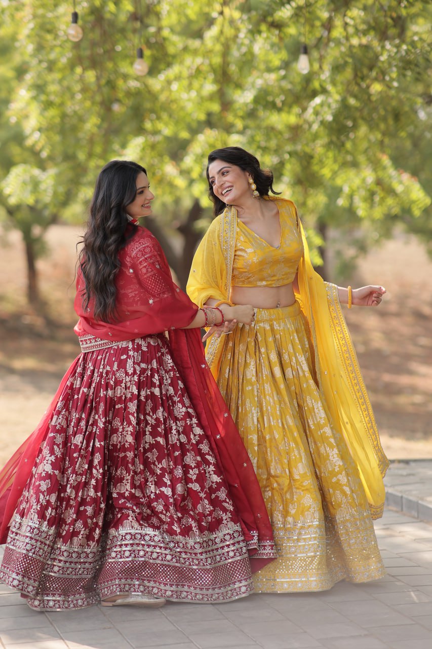 Viscose Jacquard Lehenga Choli with Russian Silk Dupatta