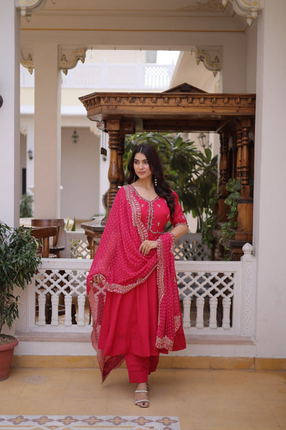 Mul Chanderi Kali Anarkali Suit with Georgette Dupatta