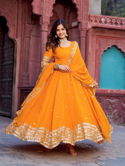 Georgette Anarkali Gown with Sequence Work & Dupatta