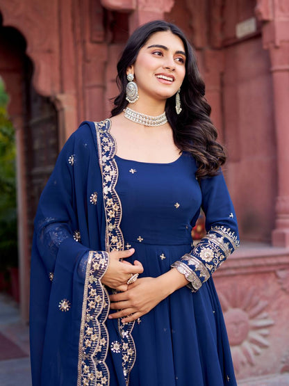 Georgette Anarkali Gown with Sequence Work & Dupatta
